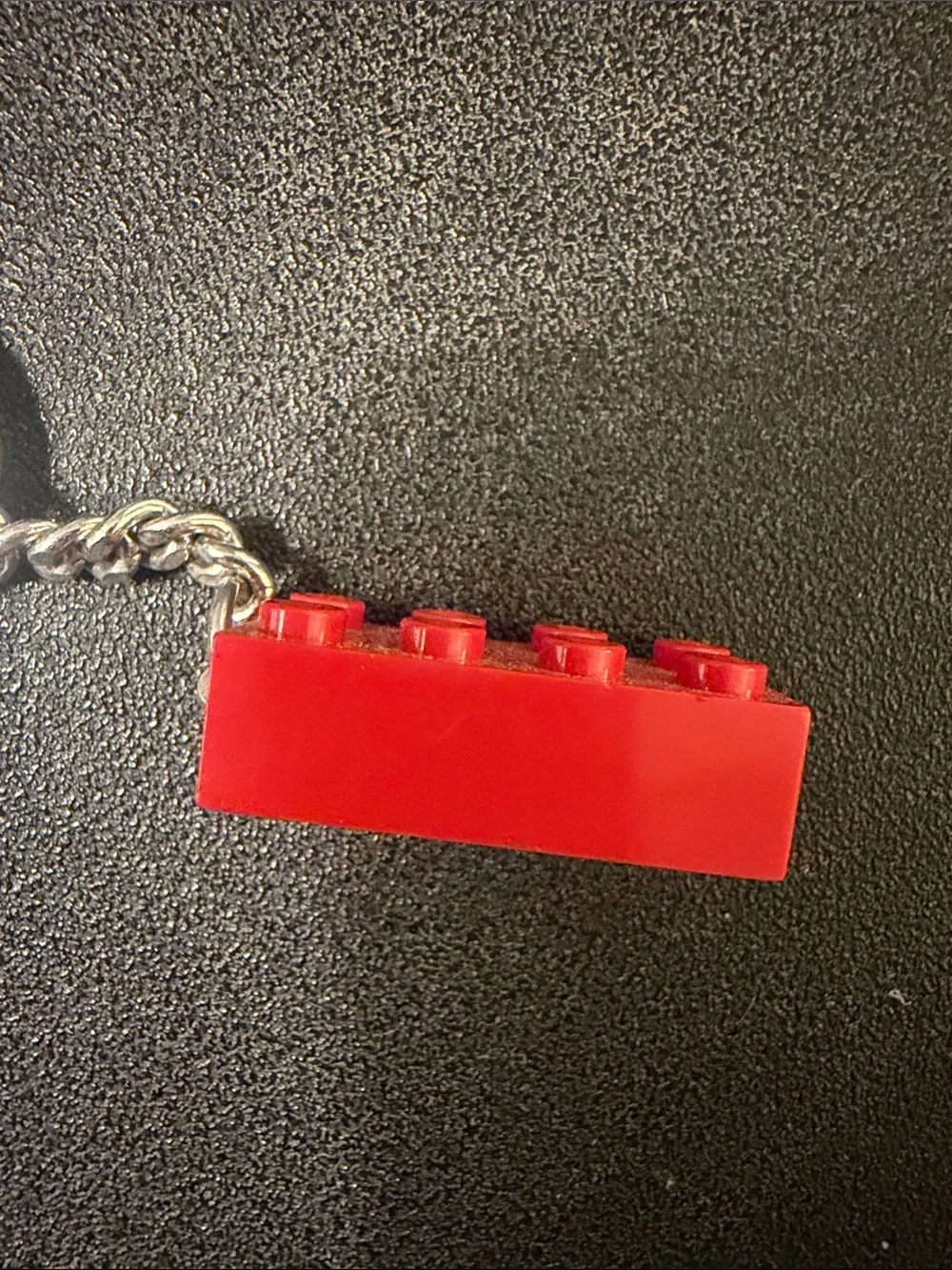 Lego Red Brick Keychain with Silver Ring